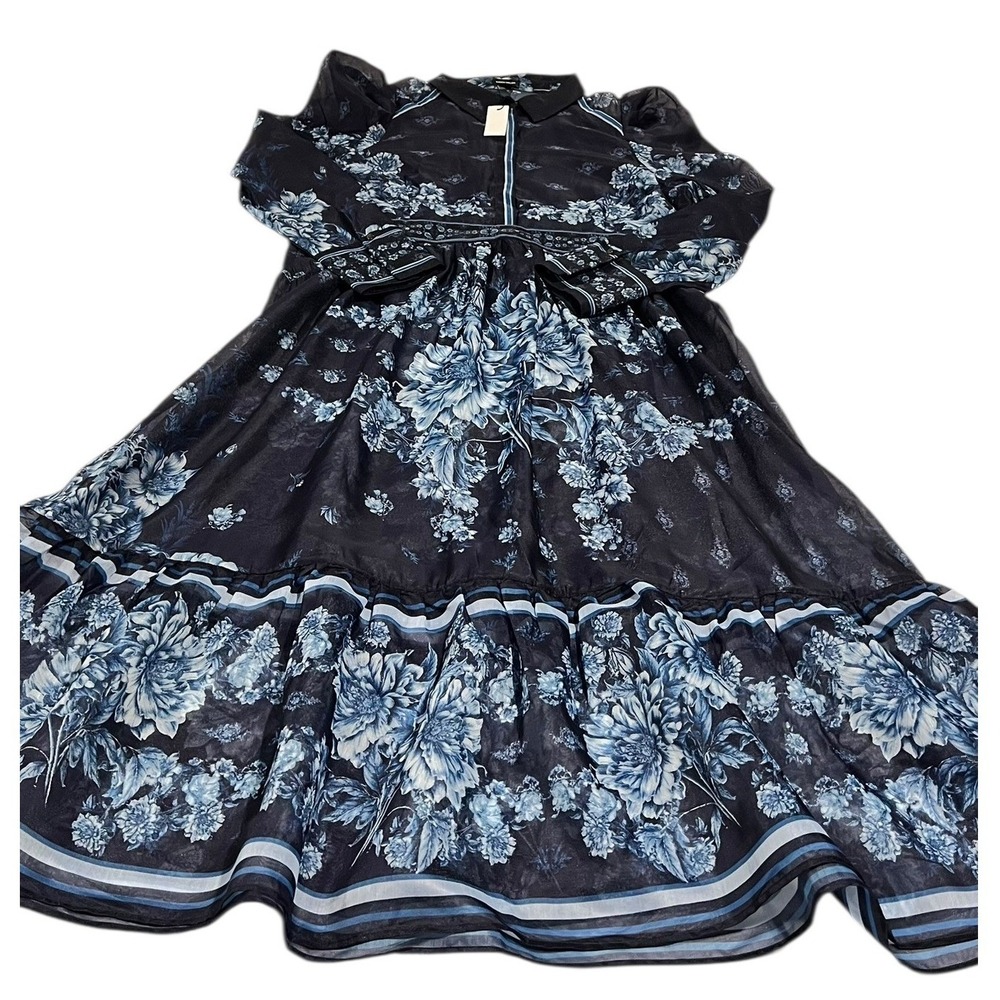 Karen Millen Black Dress with Blue Floral Print